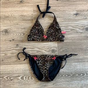 Leopard Bikini w/ Bow and Jewel Accents